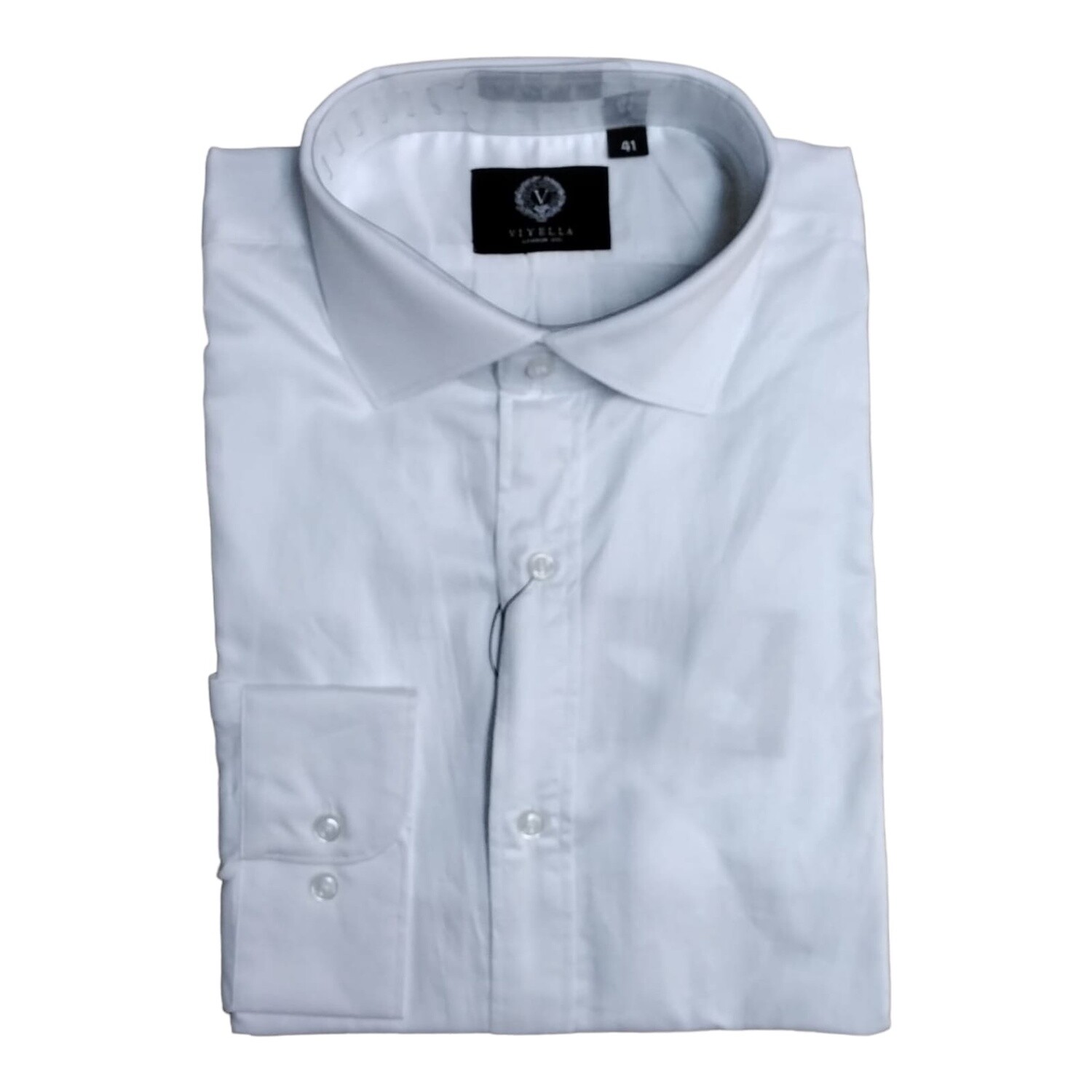 Viyella | Long Sleeve Shirt | Brighton | Sateen | White, Size: 38