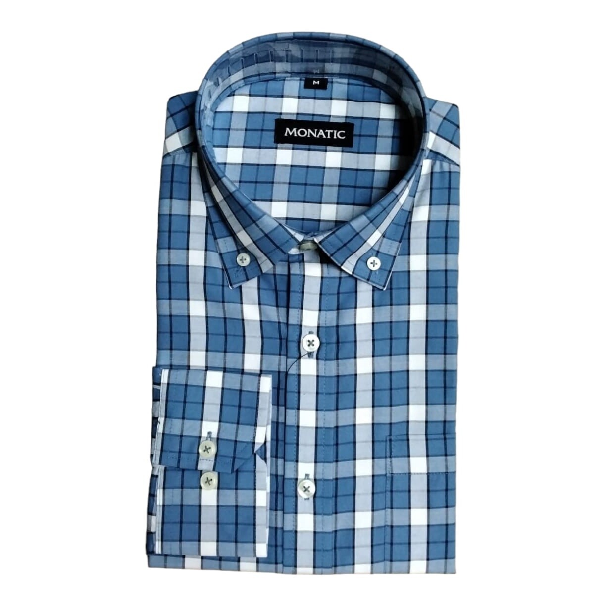 Monatic | Long Sleeve Shirt | Upton | Blue Check, Size: S