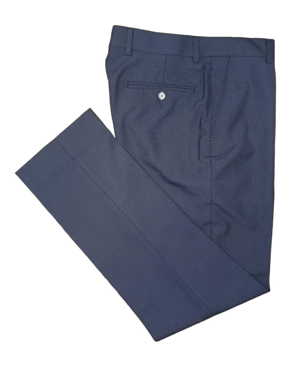 Enrico | Wool Blend Trousers | Flat front | Navy, Size: 30