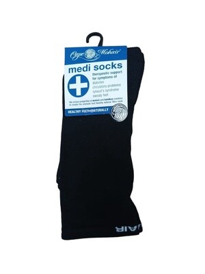 Cape Mohair | Light weight Medi Socks | Black | 8-11