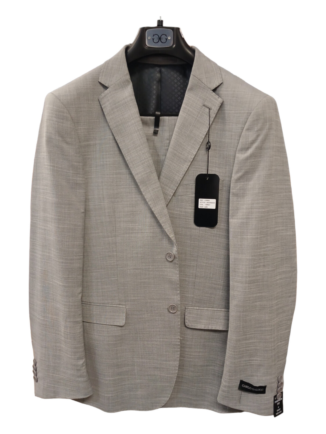 Averado Suit | 2Pc 2Btn | Grey - Regular, Style: CS255 Slim Fit, Size: 36