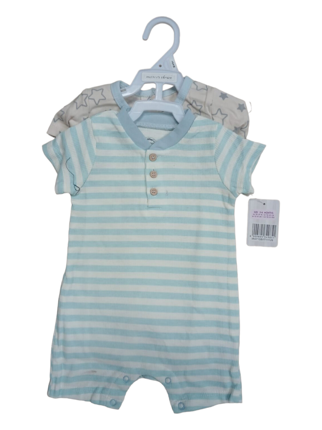 Mother&#39;s Choice | Infants 2 Pack Rompers | Stars, Size: 0-3