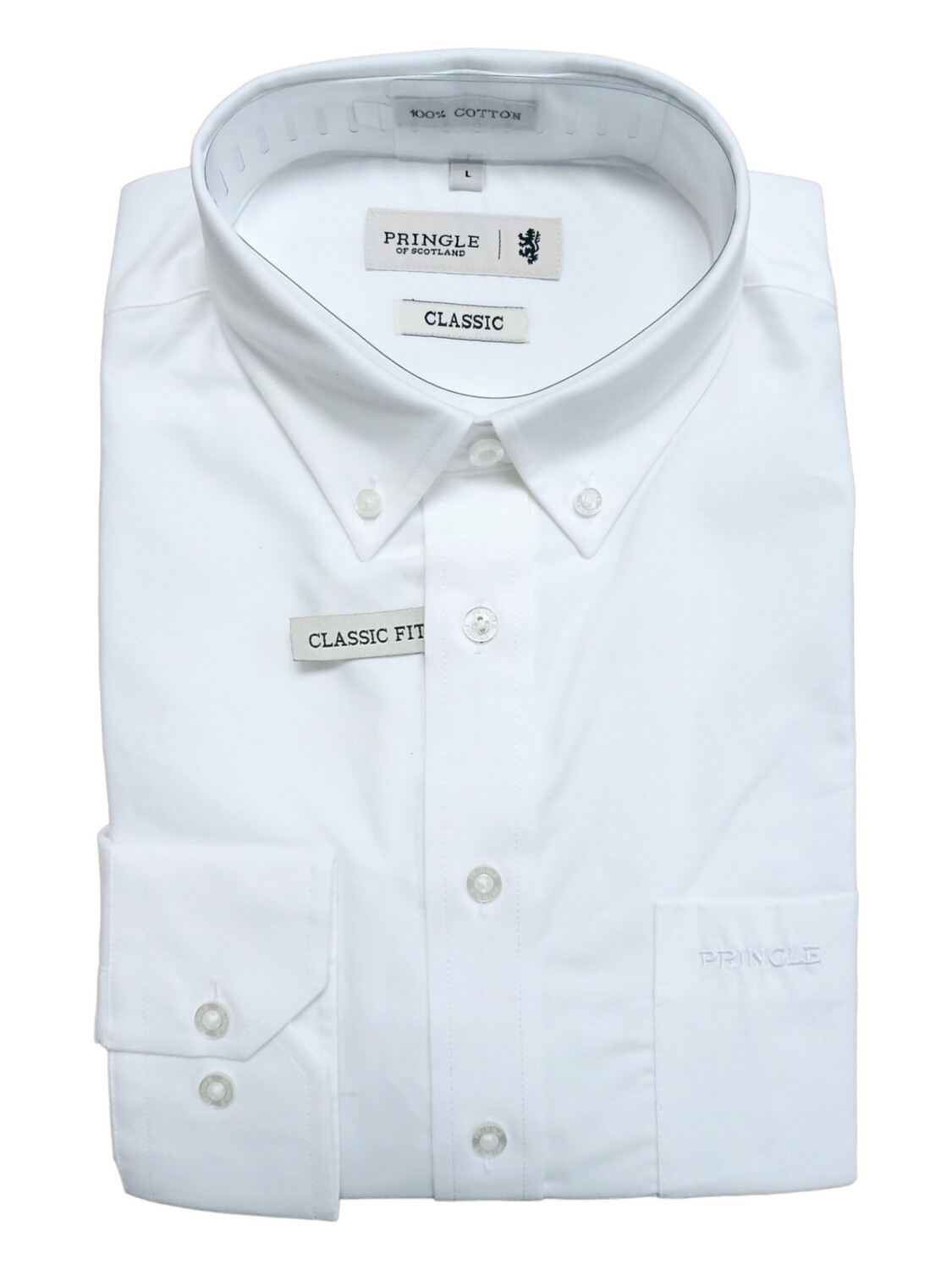 Pringle | Classic Oxford Long Sleeve Shirt | Bradley | White, Size: S