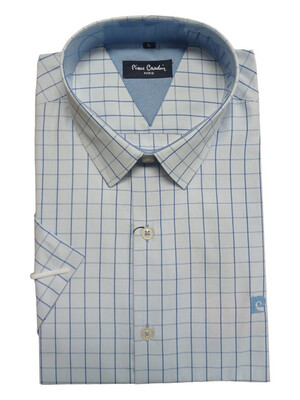 Pierre Cardin | Short Sleeve Shirt | Sky Blue Check