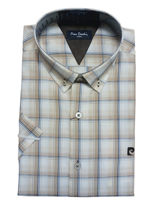Pierre Cardin | Short Sleeve Shirt | Brown Check