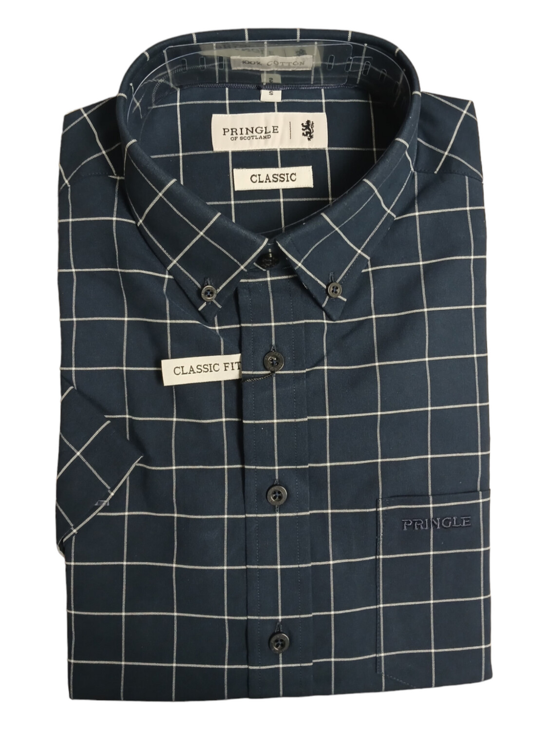 Pringle | Classic Short Sleeve Shirt | Oscar | Navy, Size: S
