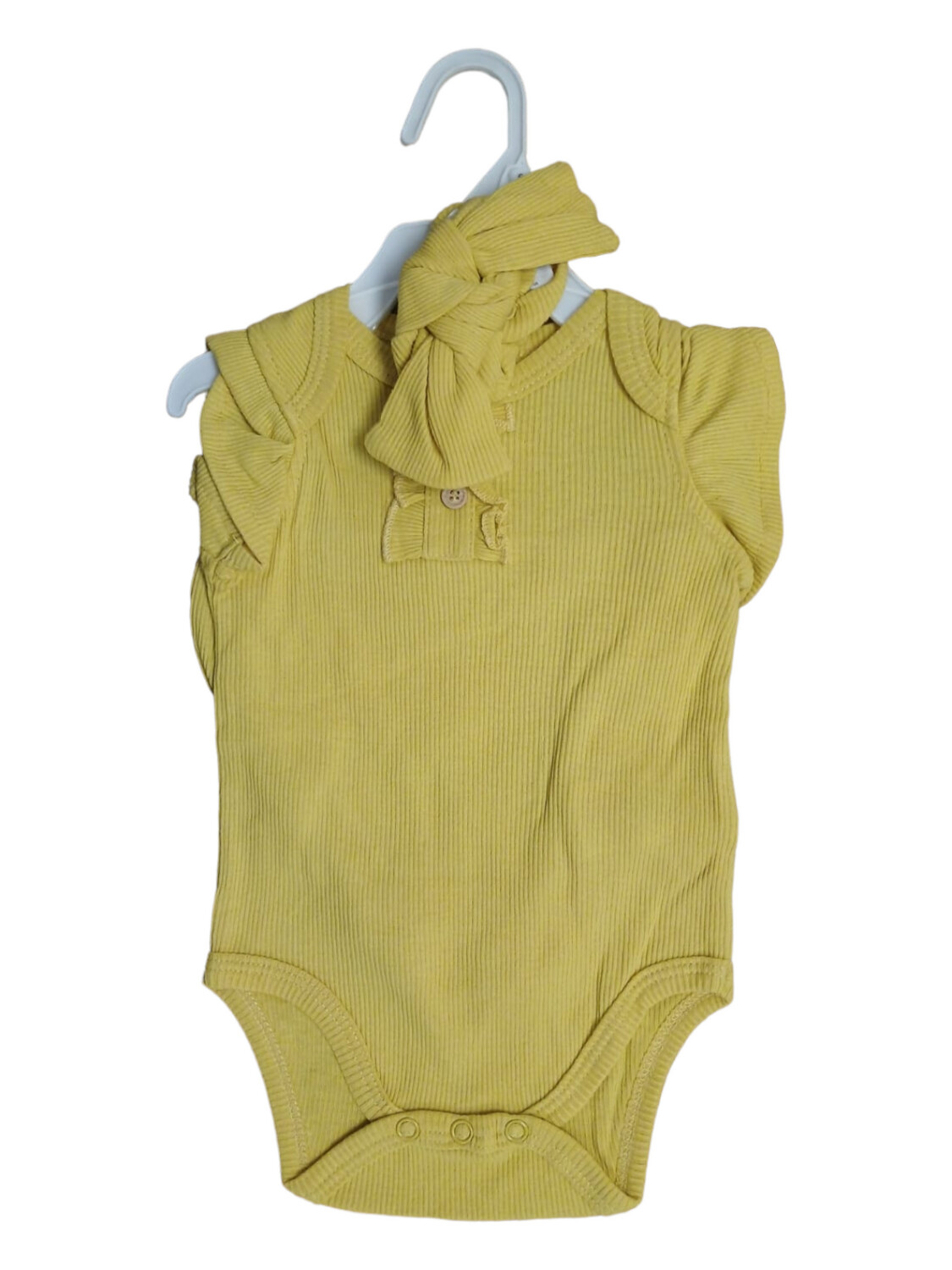 Luna Lily | 2 Piece Romper Set With Headband | Yellow, Size: 0-3M
