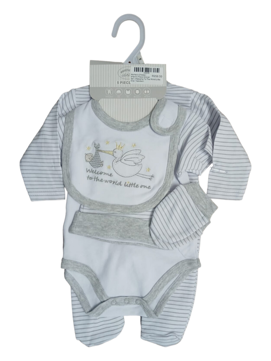 Mother&#39;s Choice | Infant 5 Piece Grower Set | Welcome To The World Little One, Size: Newborn