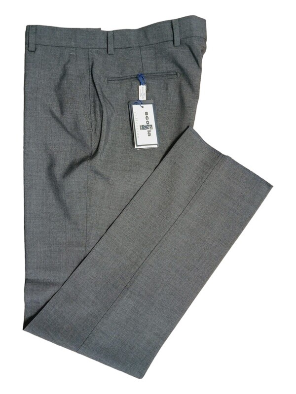 Scozia | Wool Blend Trousers | Flat Front & Half Lined | Grey
