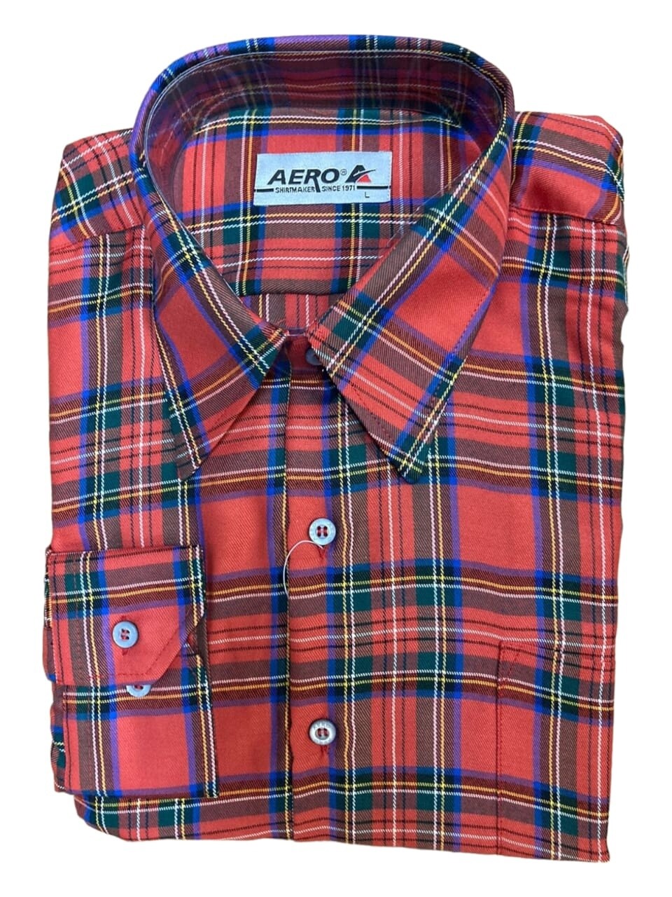 Aero | Long Sleeve Shirt | Tartan Check | Red, Size: M