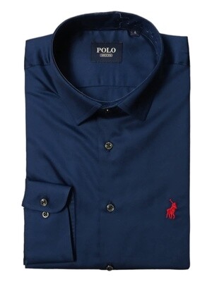 Polo Long Sleeve Shirt | Greig Custom Fit | Navy