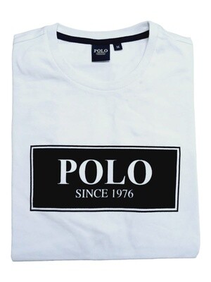 Polo | Crew Neck T-Shirt | Flock Logo | White