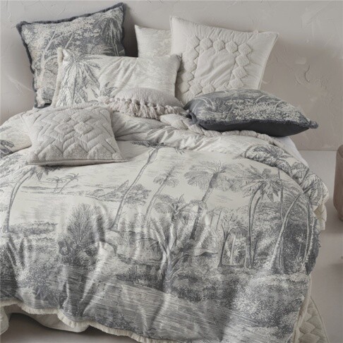 Linenhouse | Acapulco Cotton Duvet Cover | Storm, Size: Queen