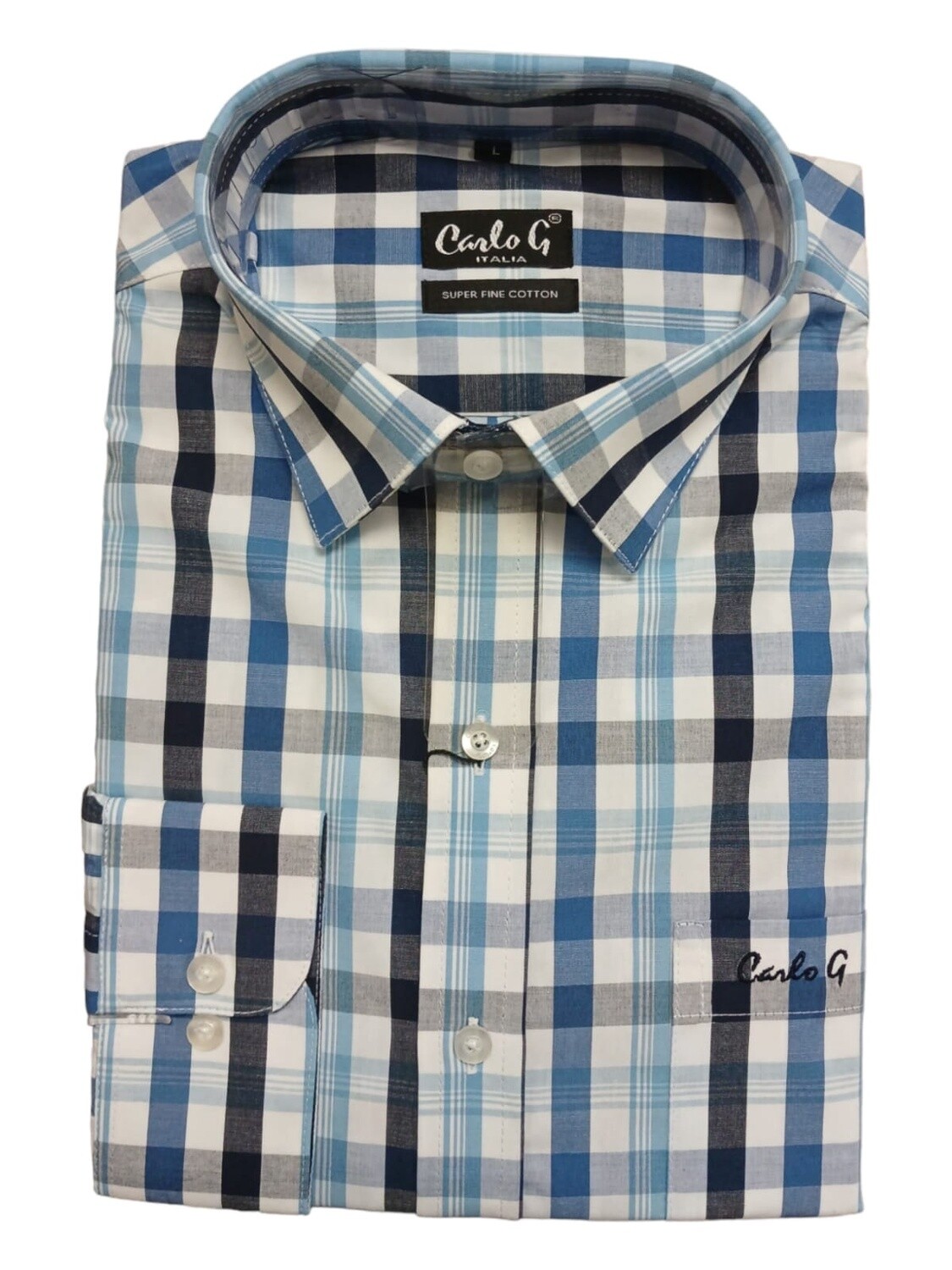 Carlo Galucci | Long Sleeve Classic Fit NBD Shirt | Navy, Size: S
