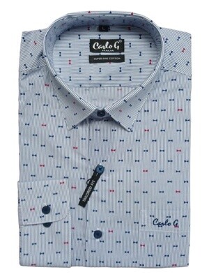 Carlo Galucci | Long Sleeve Tailored Fit NBD Shirt | Blue