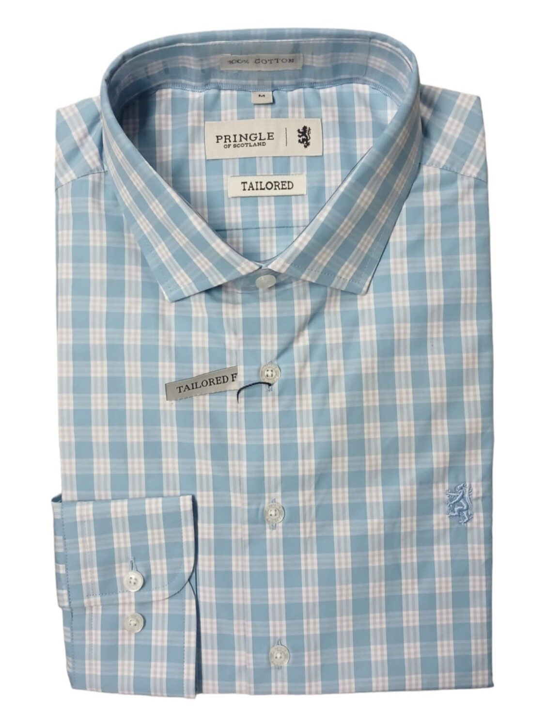 Pringle | Tailored Long Sleeve Shirt | Spencer | Blue Check, Size: S