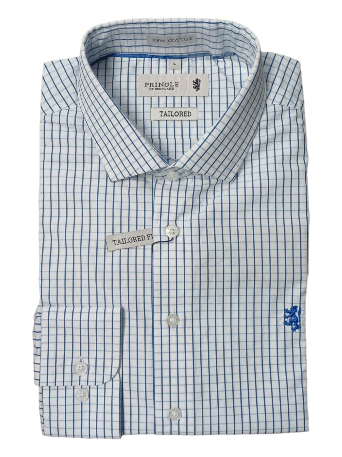 Pringle | Tailored Long Sleeve Shirt | Frankie | Blue Check, Size: S