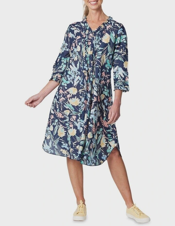 Gordon Smith | Cotton Print Dress | Navy, Size: 8