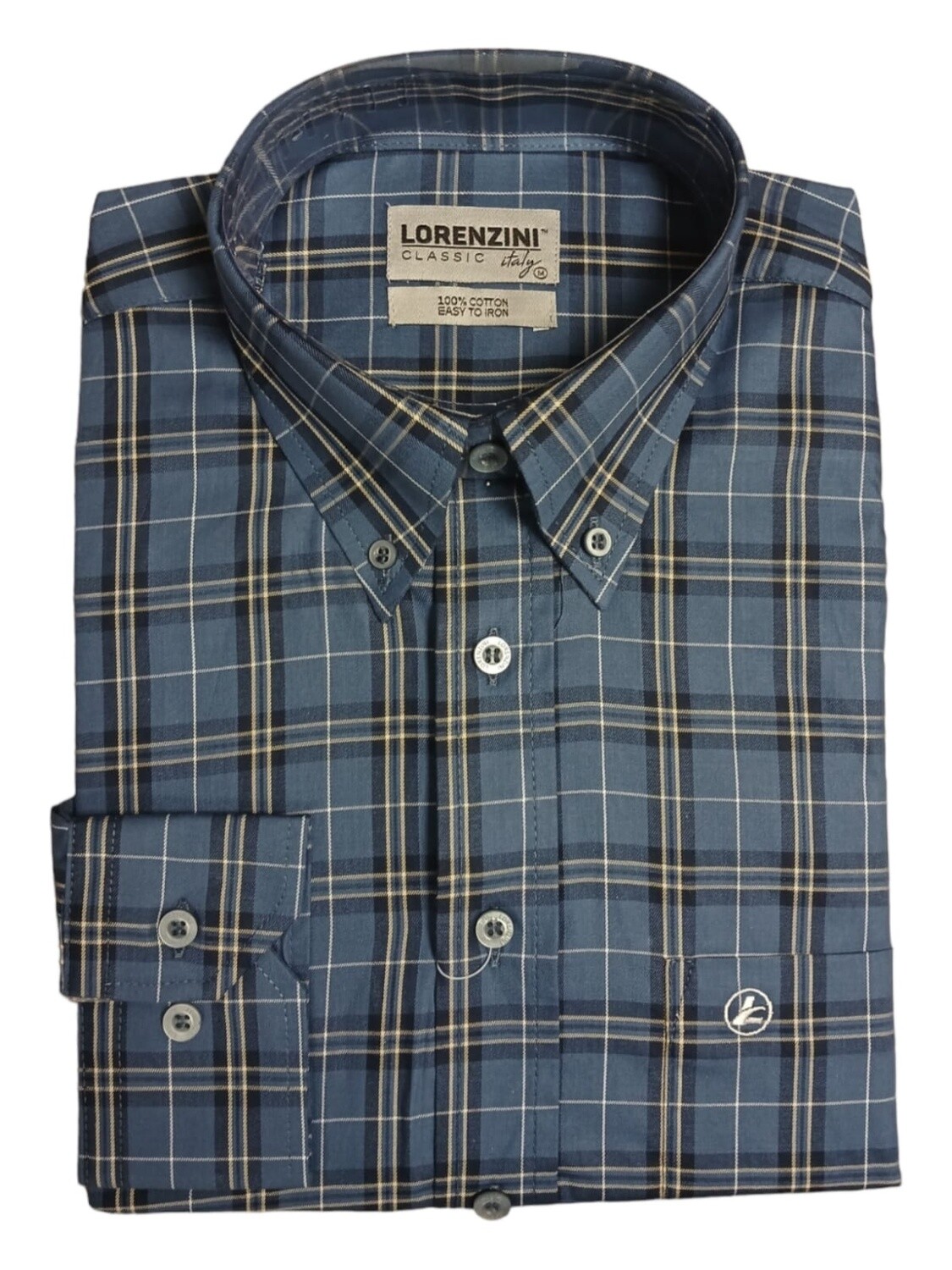 Lorenzini | Classic Long Sleeve Shirt | LO50/155 | Airforce Check, Size: S