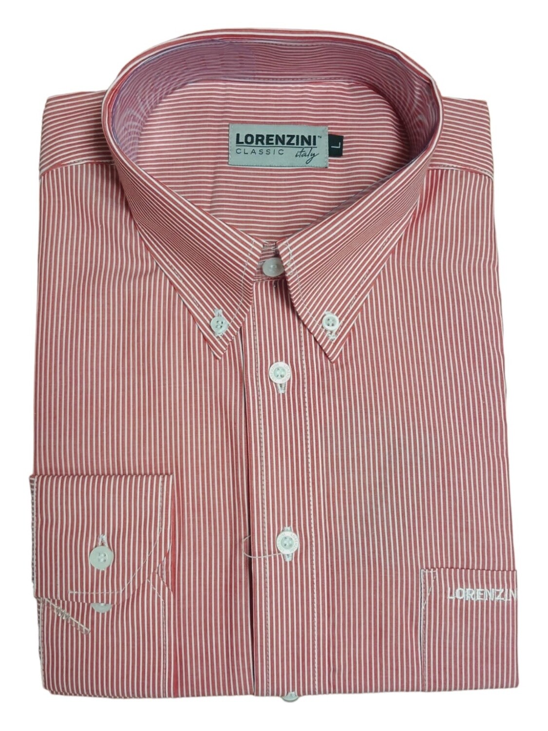 Lorenzini | Classic Long Sleeve Shirt | LO50/717 | Red Stripe, Size: S