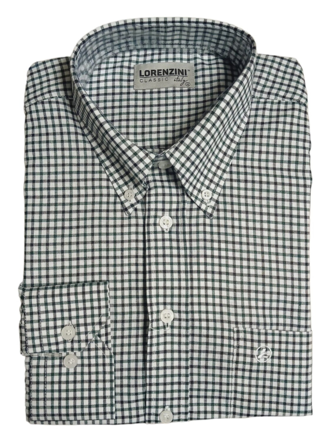 Lorenzini | Classic Long Sleeve Shirt | LO50/79 | Black &amp; Green Check, Size: S