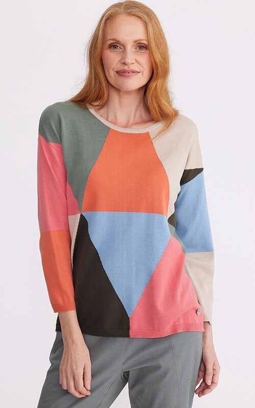 Yarra Trail | Block Colour Jumper | Amber Mix, Size: S