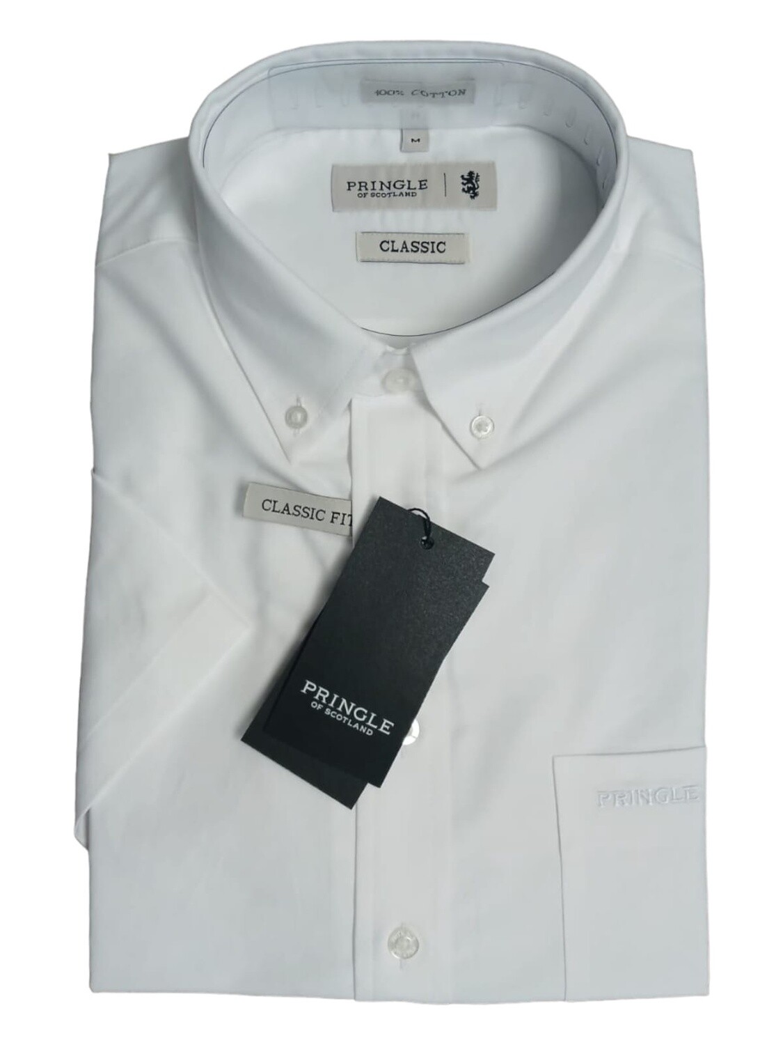 Pringle | Classic Short Sleeve Shirt | Phillip | White, Size: S