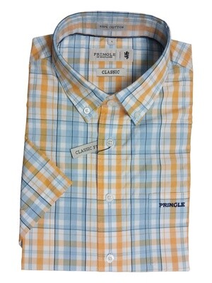 Pringle | Classic Short Sleeve Shirt | Rocco | Yellow Blue Check