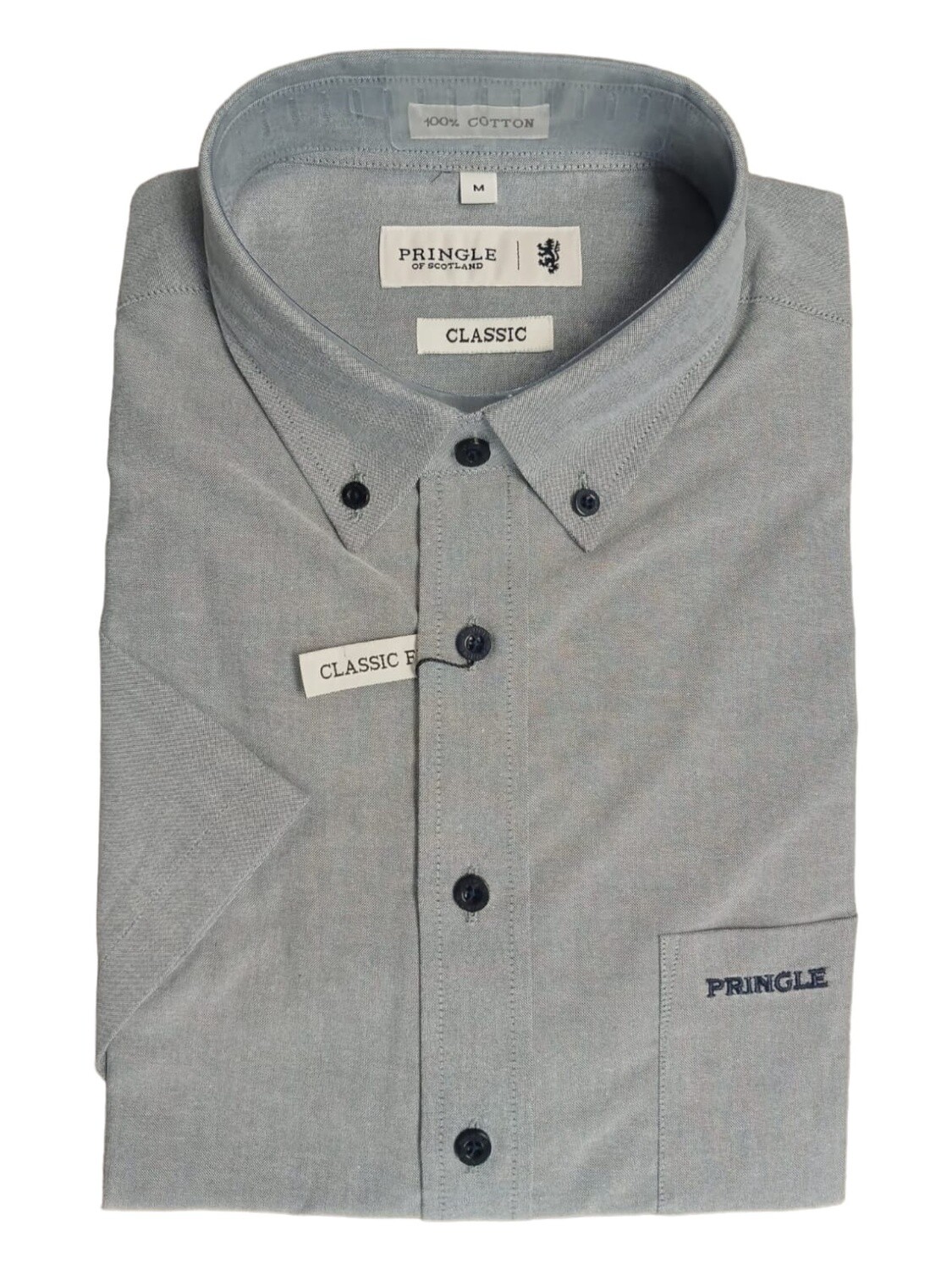 Pringle | Classic Short Sleeve Shirt | Phillip | Grey/Navy, Size: S