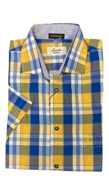 Zuccino | Short Sleeve Shirt | Navy/Yellow