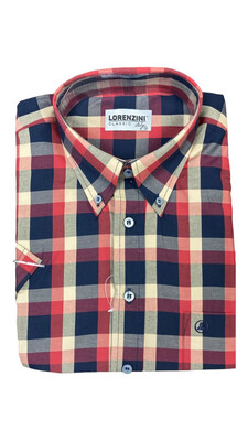 Lorenzini | Classic Short Sleeve  Shirt | LS50/748 | Red Check