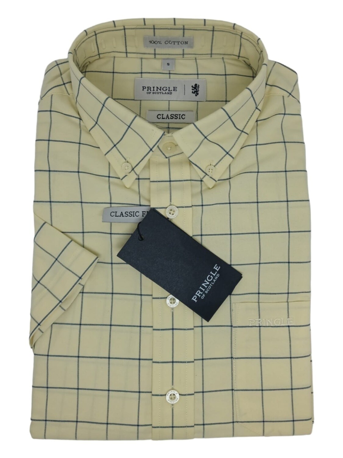 Pringle | Classic Short Sleeve Shirt | Oscar | Yellow, Size: S