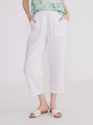 Yarra Trail | Washer Linen Cropped Pant | White