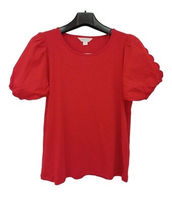 Sirocco | Scalloped Slv Tee | Radiant Red