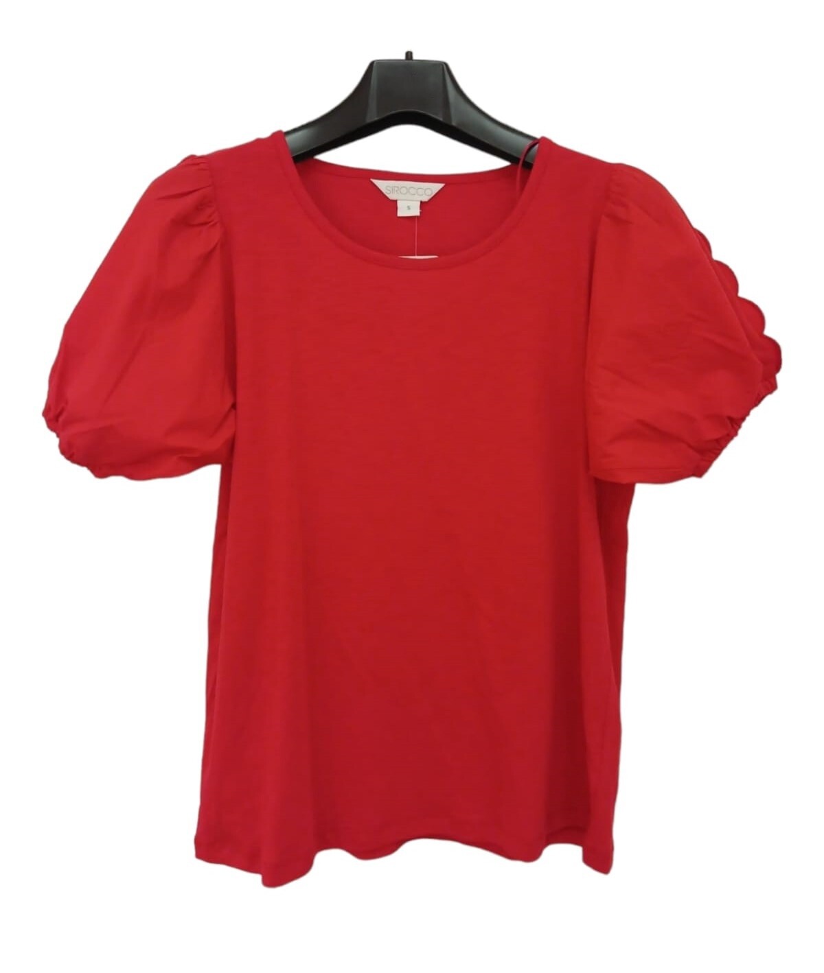 Sirocco | Scalloped Slv Tee | Radiant Red, Size: XS