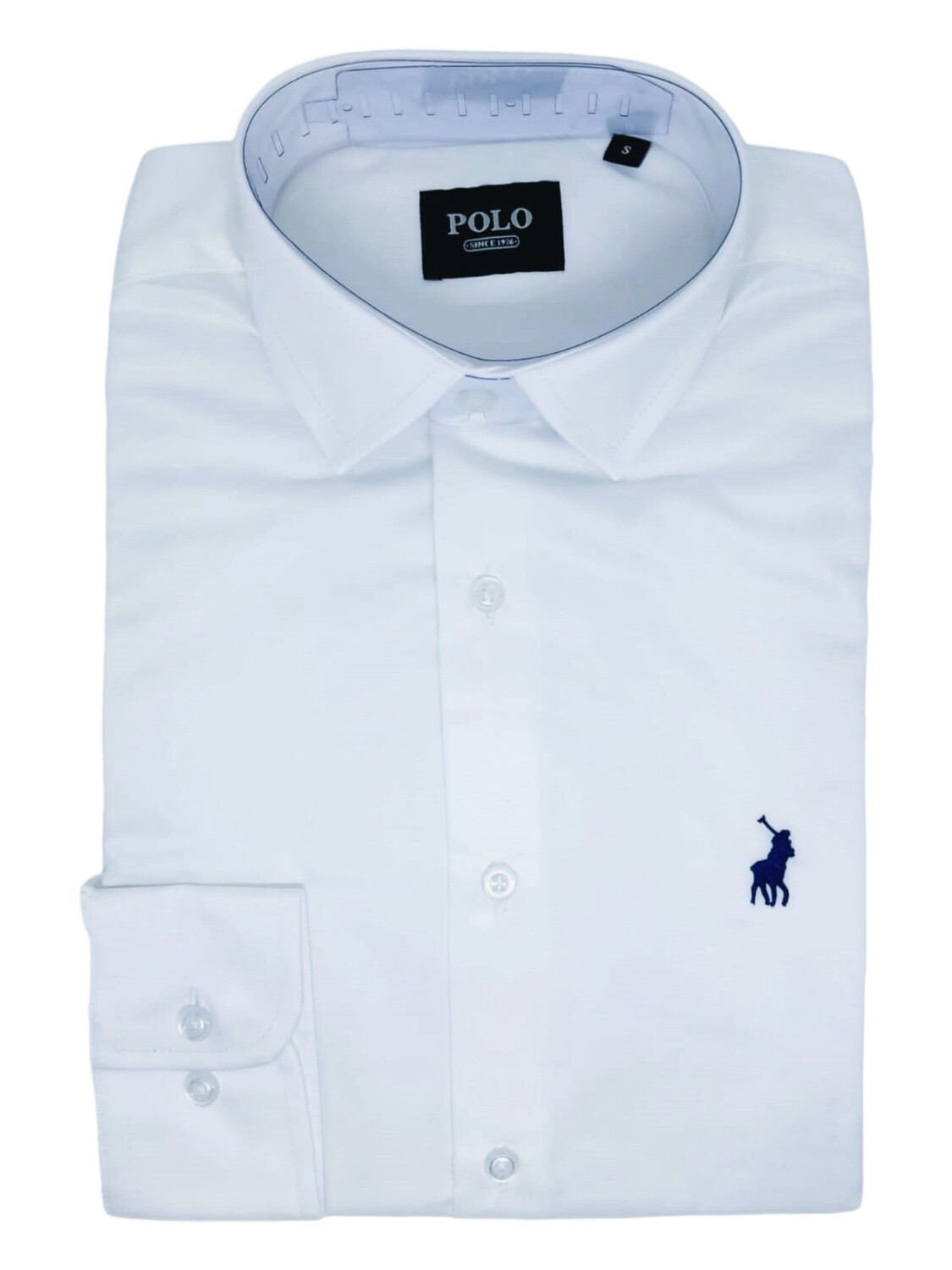 Polo Long Sleeve Shirt | Greig Custom Fit | White, Size: S