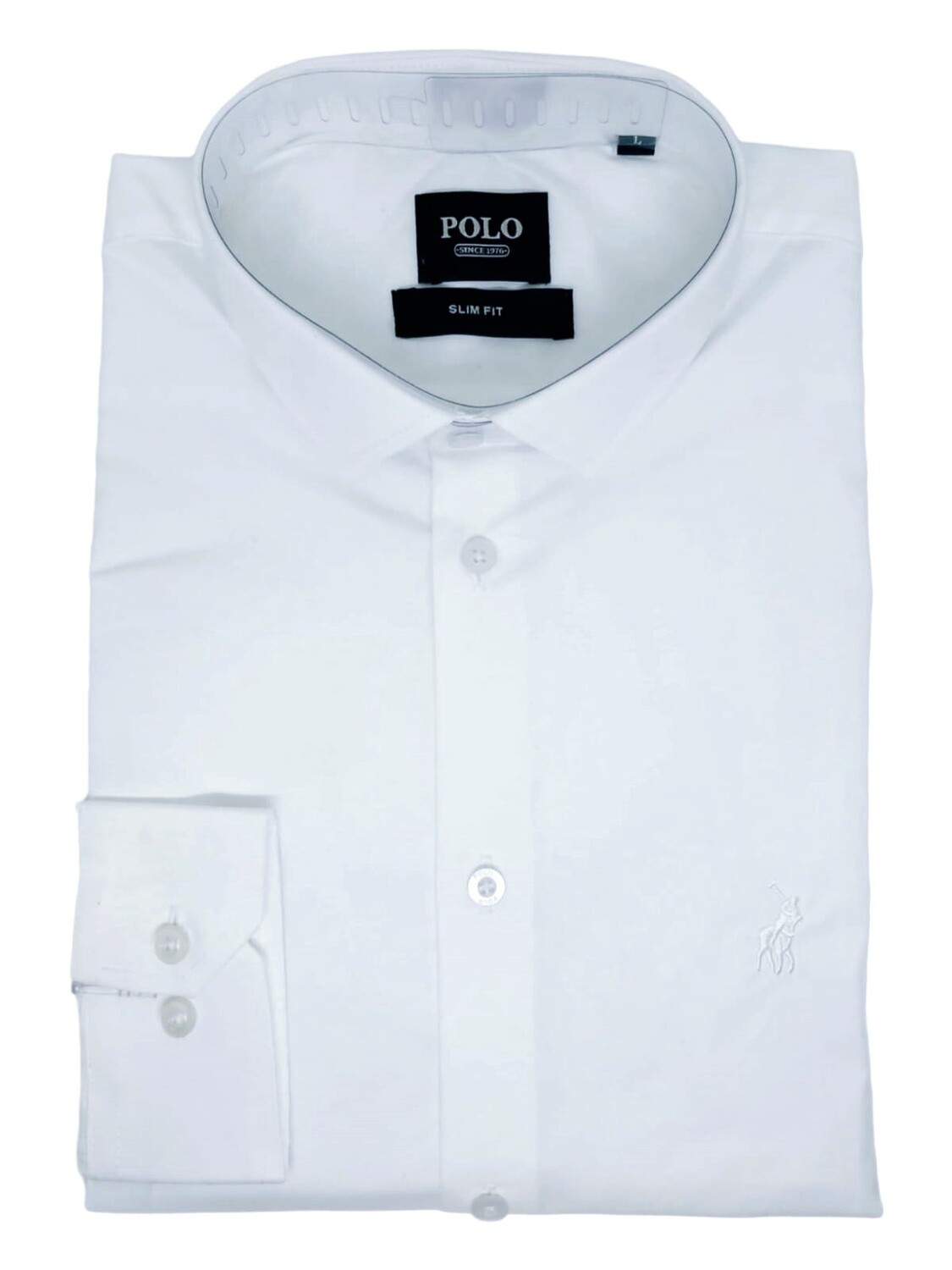 Polo Long Sleeve Shirt | Christian Slim Fit | White, Size: S