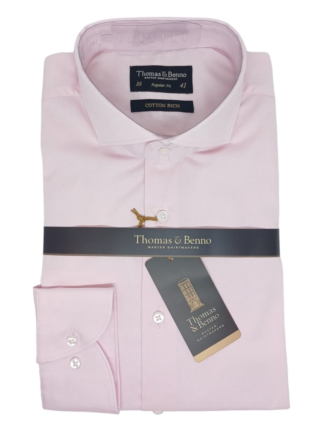 Thomas &amp; Benno | Long Sleeve Shirt | Regular Fit | Pink, Size: 38