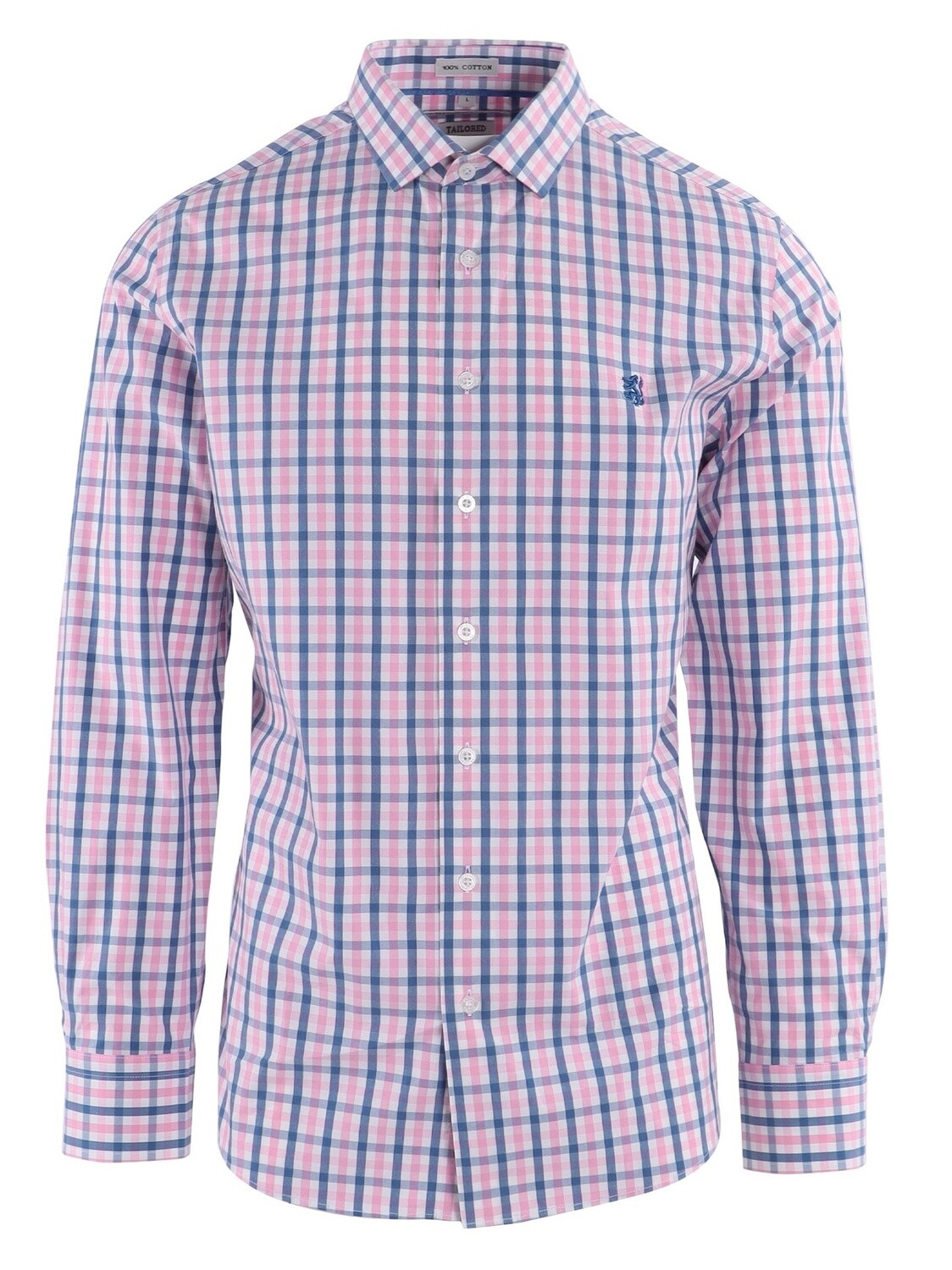 Pringle | Tailored Long Sleeve Shirt | Harvey | Pink Check, Size: M