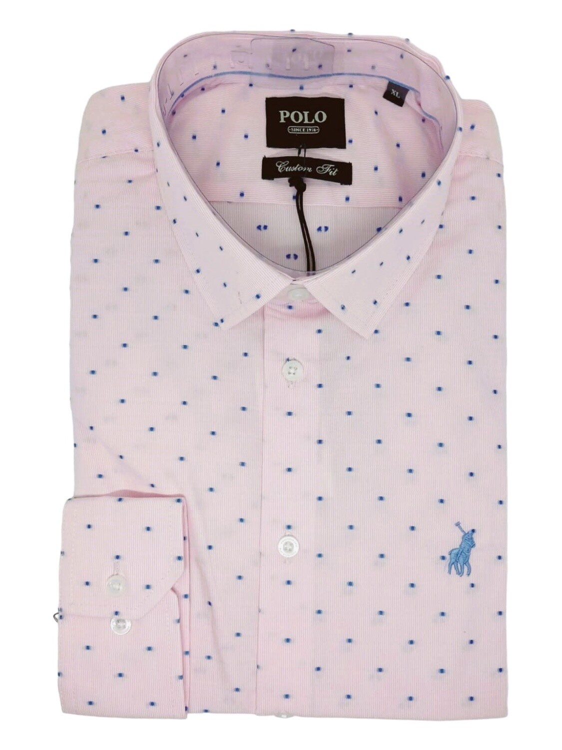 Polo | Long Sleeve Shirt | Stripe Dot | Pink, Size: S