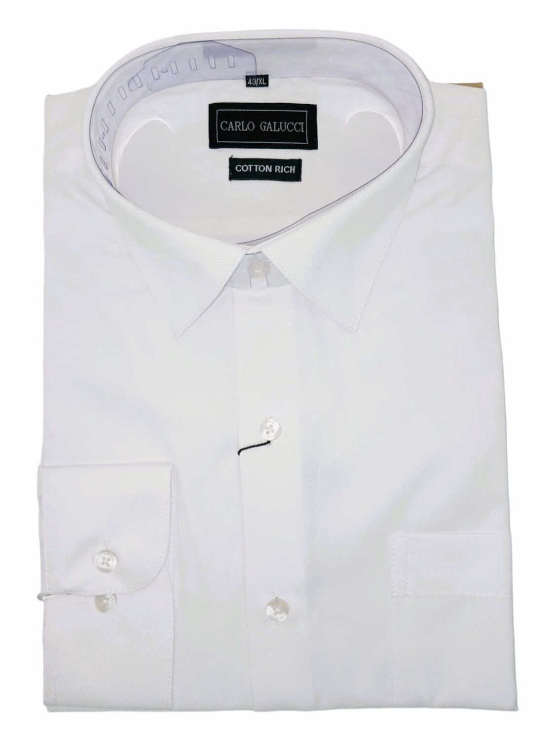 Carlo Galucci | Long Sleeve Shirt | NBD | Textured | White, Size: 39