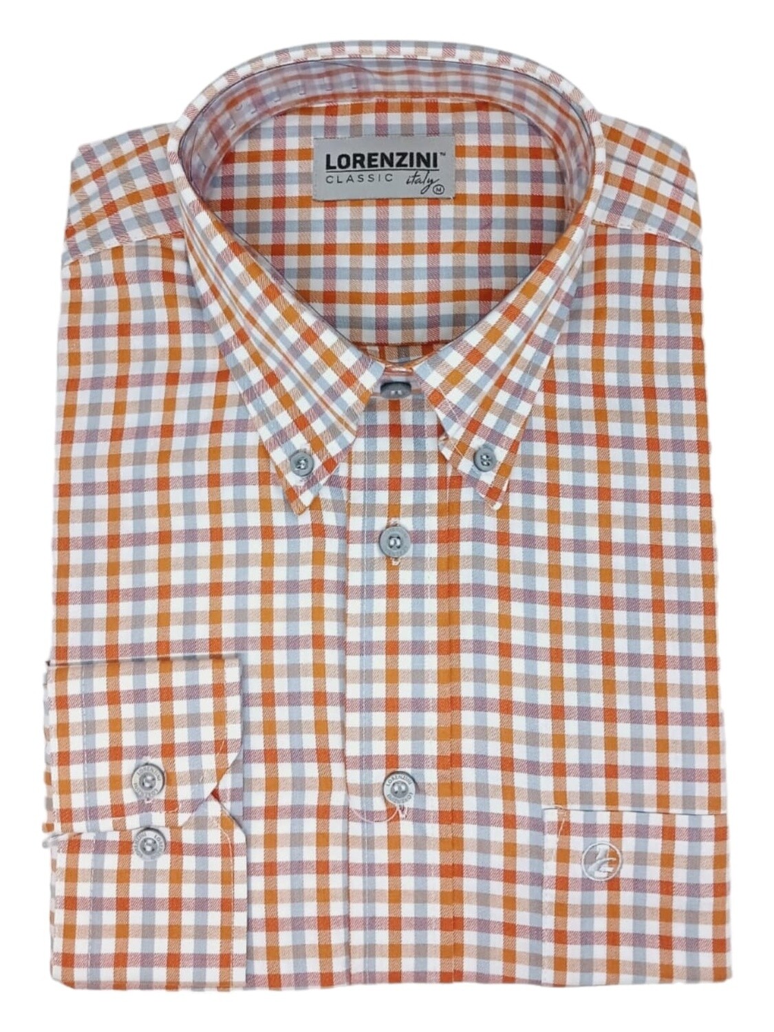 Lorenzini | Classic Long sleeve Shirt | LO50/541 | Orange check, Size: M