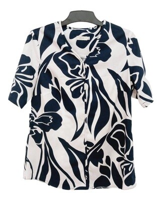 Mia Designs | V Binding Top | Navy Flowers