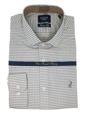 Polo | Long Sleeve Shirt | Micro Gingham | Stone