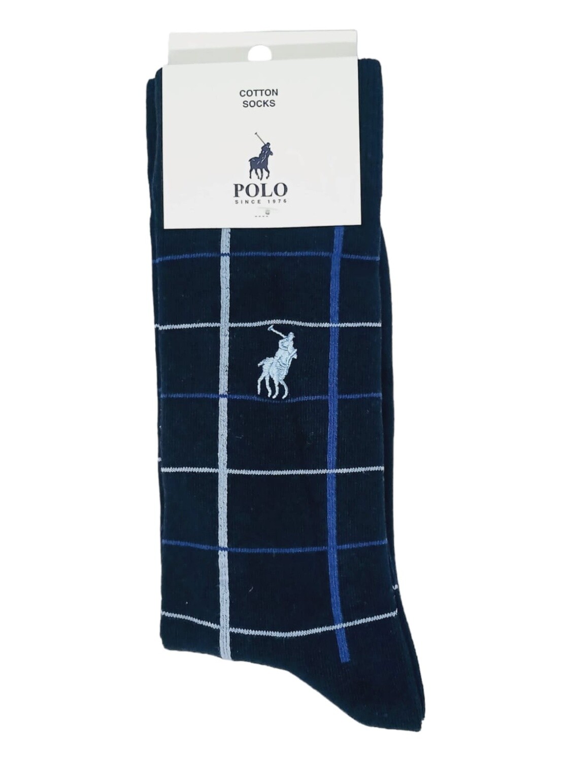 Polo | Check Socks | Navy | 7-10