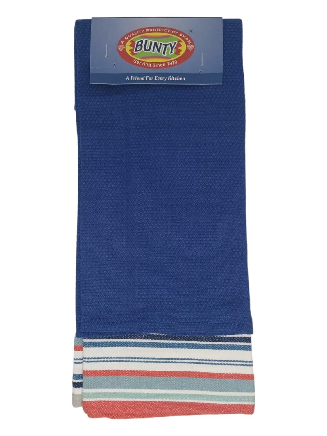 Bunty | 2pack Kitchen Towels | 45x70, Design: Stripe+Plain Blue