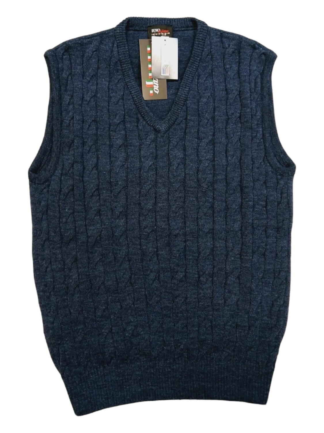 Dino Milano | Cable Knitted Sleeveless Pullover | Pacific Blue, Size: S
