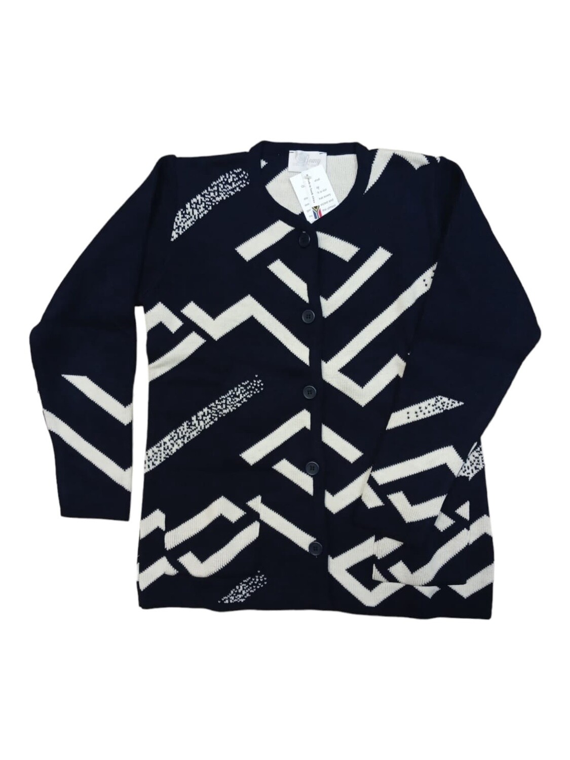 Romy Collection | Jacquard Cardigan | Navy, Size: S