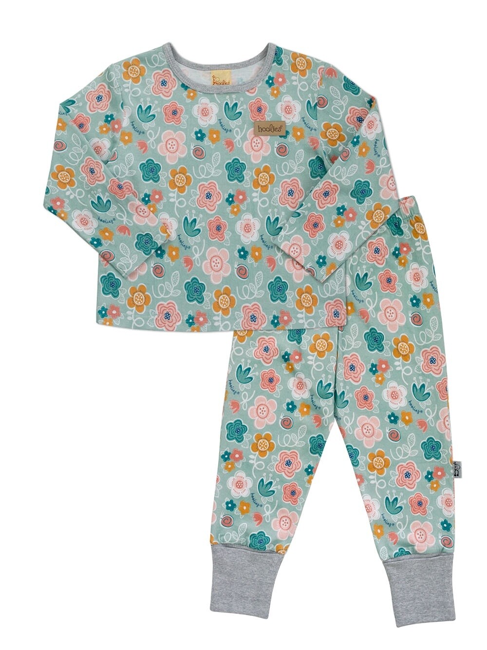 Hoolies | Winter Girls Sleepwear Set | Sage Floral, Size: 5-6 years