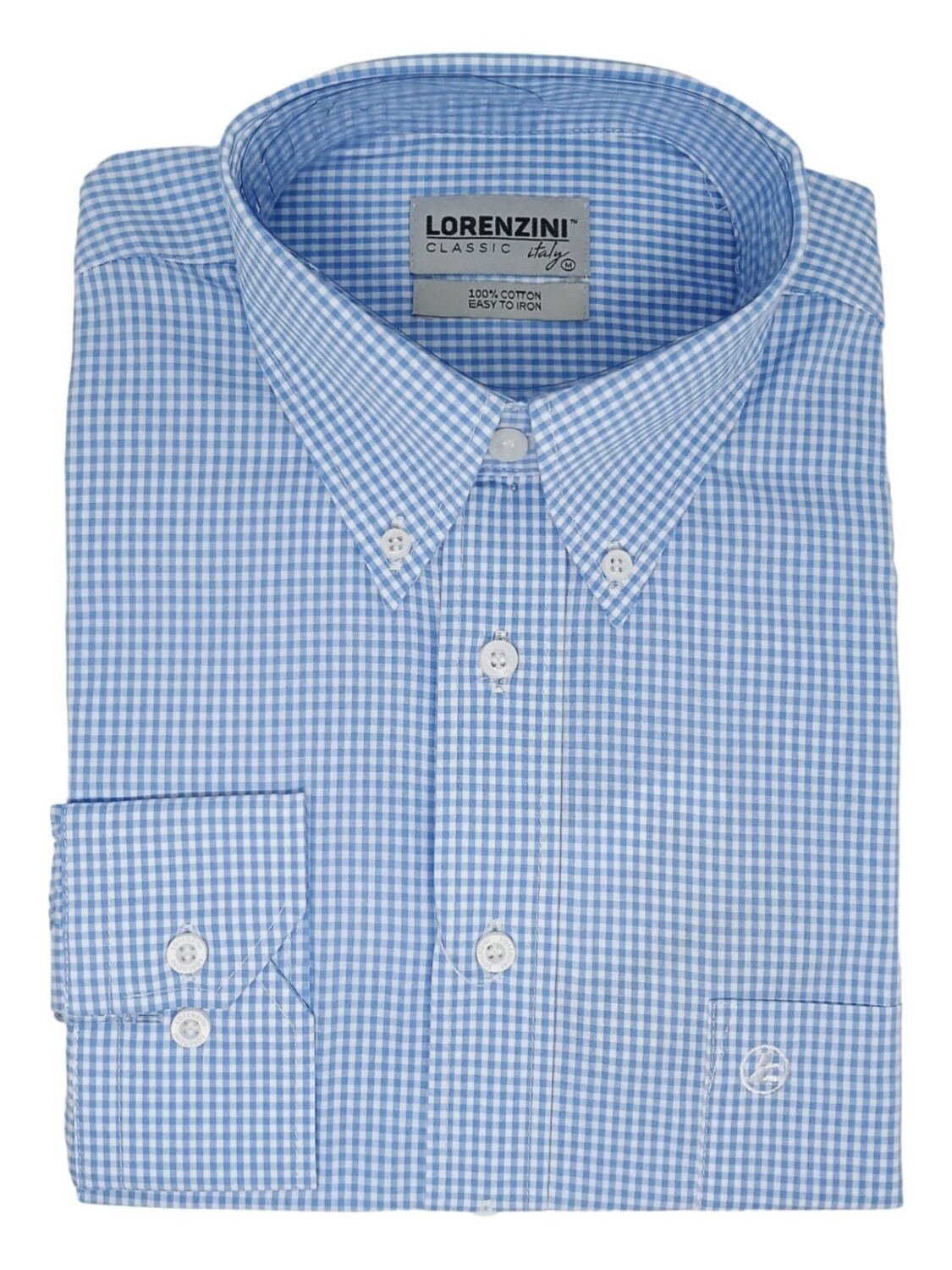 Lorenzini | Classic Long Sleeve Shirt | LO50/729 | Blue Check, Size: S